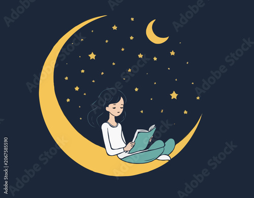 Young Girls writer in the moon