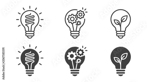 Creative idea and innovation icon set with lightbulb innovation creative thinking technology solutions business
