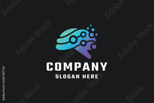 Modern AI Brain Technology Vector Logo
