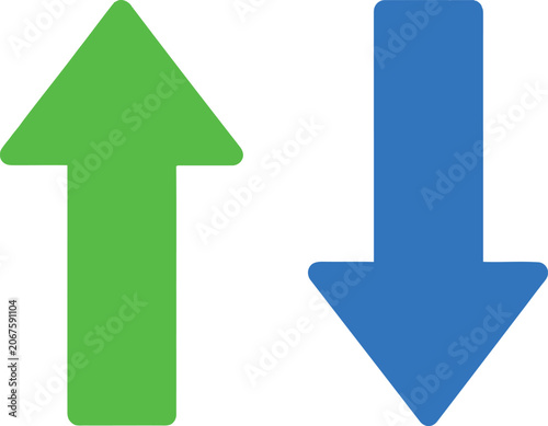 Konstfotografi Green up arrow and blue down arrow icons