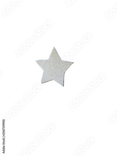 Minimal silver star sticker, metallic star icon on white, simple geometric shape for rating, holiday, award concept isolated PNG with Transparent Background