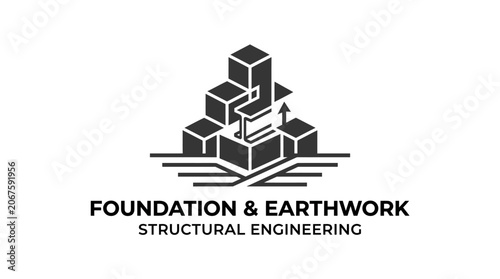 Excavated construction site with foundation structural elements