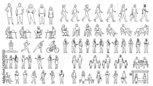 Fotografi High Quality Body Type Diversity Line Art Collection – Inclusive Human Figures A