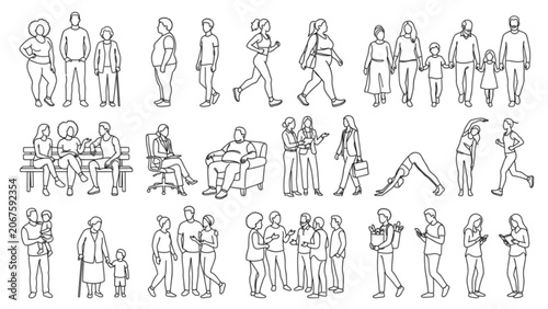 Billede på lærred High Quality Body Type Diversity Line Art Collection – Inclusive Human Figures A