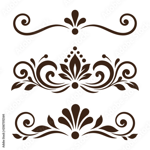 Konstfotografi Vintage Calligraphic Flourishes and Decorative Borders Vector Divider Set