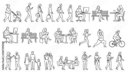 Billede på lærred Premium Body Diversity Human Figures Line Art Collection – Inclusive Architectur