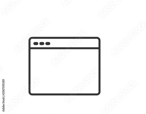 Minimal Web Browser Window Line Icon Isolated on White Background – Simple Internet Browser Interface Vector Style Ai agents editable vector lineart icon outline