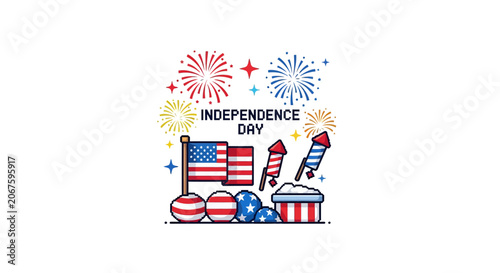 American Independence Day Celebration Icon Set.