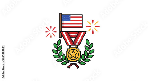 American patriotic medal icon design.