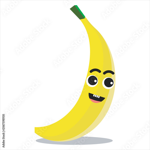 Cute banana icon isolated cartoon tropical fruit symbo
