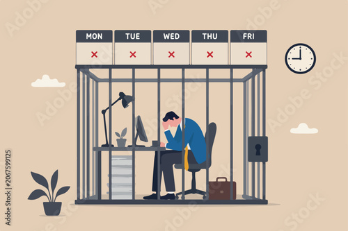 Cuadro en lienzo Working routine in office 9 to 5 job, exhaustion or fatigue from career burnout,