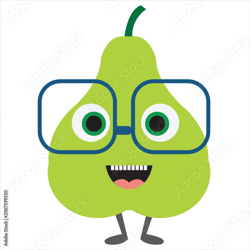 Cute pear icon isolated cartoon fruit symbol illustration