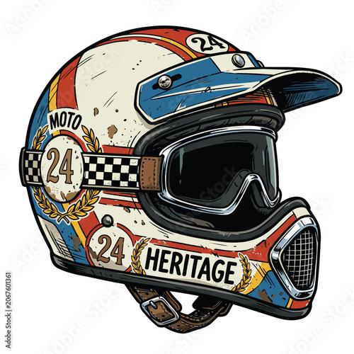 retro motocross racing helmet vector image