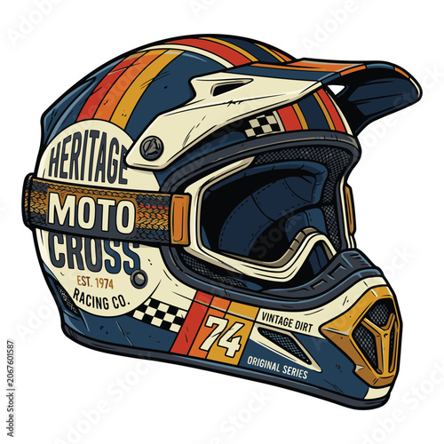 retro motocross racing helmet vector image