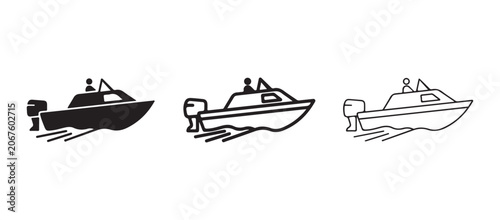 Canvastavla boat icons in different line styles and colors on white background  boats with m