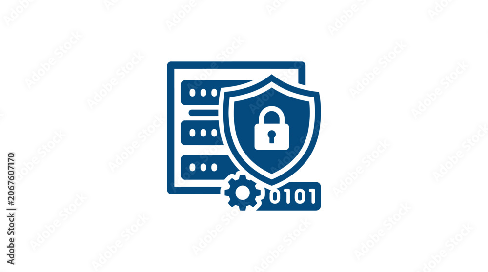 Obraz premium Cyber security server data protection shield icon.