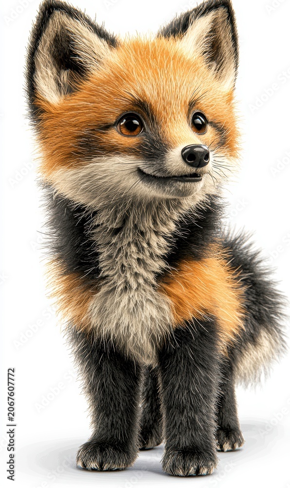 Obraz premium Adorable Baby Fox Illustration Isolated on White Background