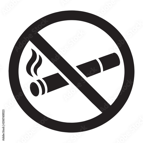 No Smoking Icon Black Silhouette On White Background