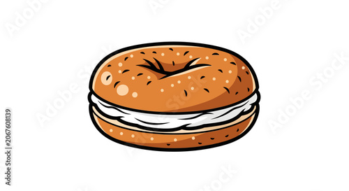Delicious Bagel with Cream Cheese Spread.