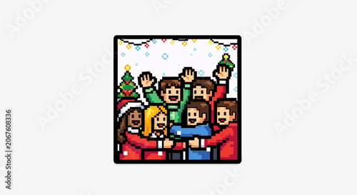 Εκτύπωση καμβά Diverse group of happy people celebrating.