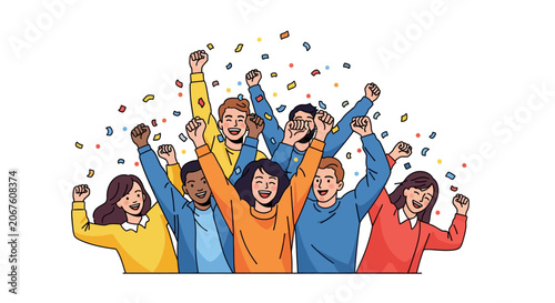 Canvas Print Diverse Group of People Celebrating Together.