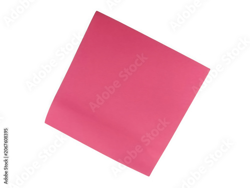 A single square pink sticky note paper sheet isolated for office and school notes isolated on transparent background