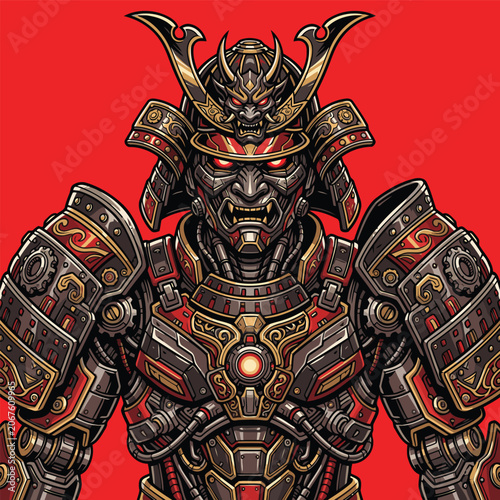 samurai robot vector image