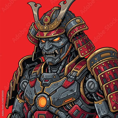 samurai robot vector image