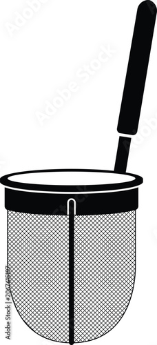 Noodle Strainer Silhouette Isolated on White Background