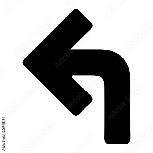 Canvastavla Arrow turning left indicates a directional shift with a bold and clean black silhouette