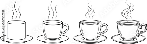 Konstfotografi Evolution Of Coffee Cup Icon Styles From Minimal Geometric To Detailed Hand Draw