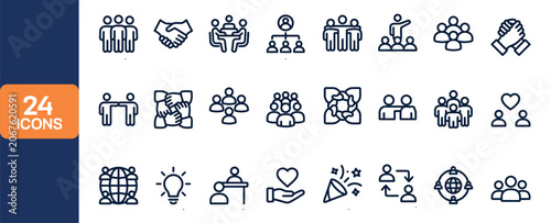 Business partnership and teamwork collaboration icons for icons
