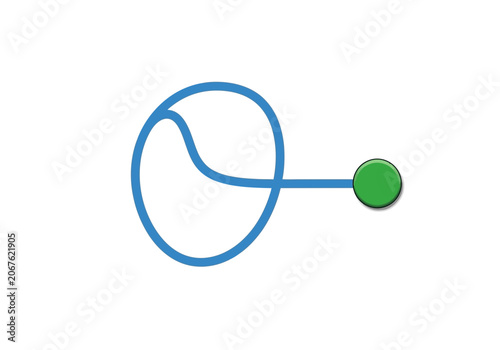 Vector loop, blue circle, green dot, abstract shape, geometric icon