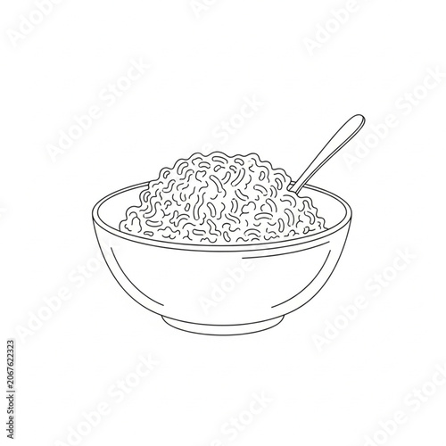 Minimal outline vector illustration of a rice bowl