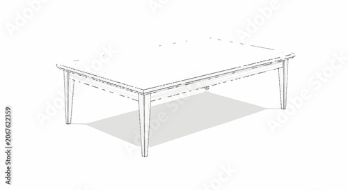 Minimalist modern wooden dining table line drawing