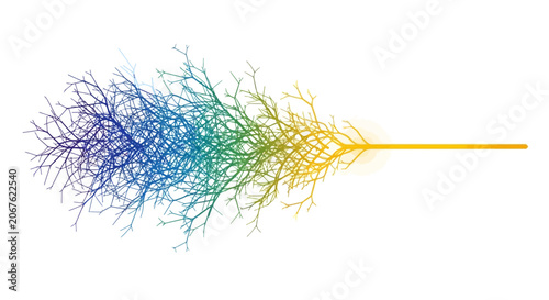 Neuron, neural network, colorful connections, brain synapses, abstract vector illustration