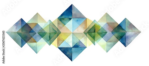 Abstract Geometric Diamond Shapes with Transparent Colorful Gradient Overlay