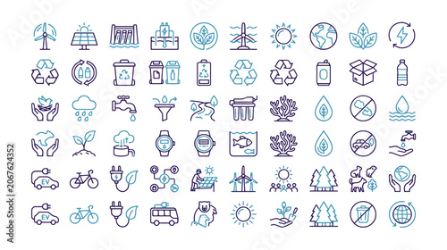 Tableau sur toile Eco friendly icons for sustainable living and environmental conservation