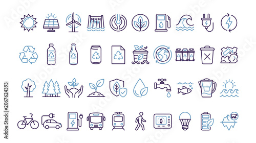 Bild auf Leinwand Eco friendly icons for sustainable living and environmental conservation