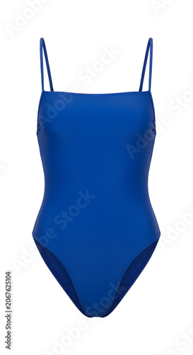 Blue one-piece swimsuit isolated on white background