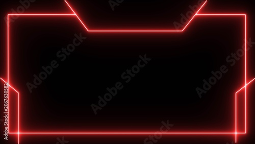 Obraz na płótnie A digital neon red live streaming frame often used as a video overlay for platforms like YouTube or Twitch