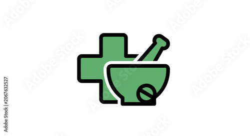 Green cross pharmacy medical symbol icon.
