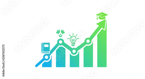 Green graph with rising arrow chart.