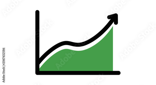 Green graph with upward trend line.