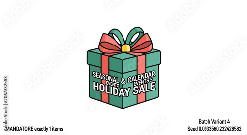 Green gift box with red ribbon.
