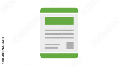 Green mobile phone with gray screen.