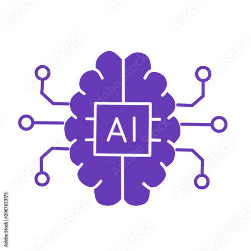 Purple AI Brain Circuit Icon Artificial Intelligence Technology