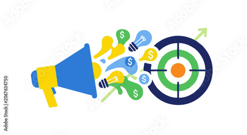 Megaphone with money and target.