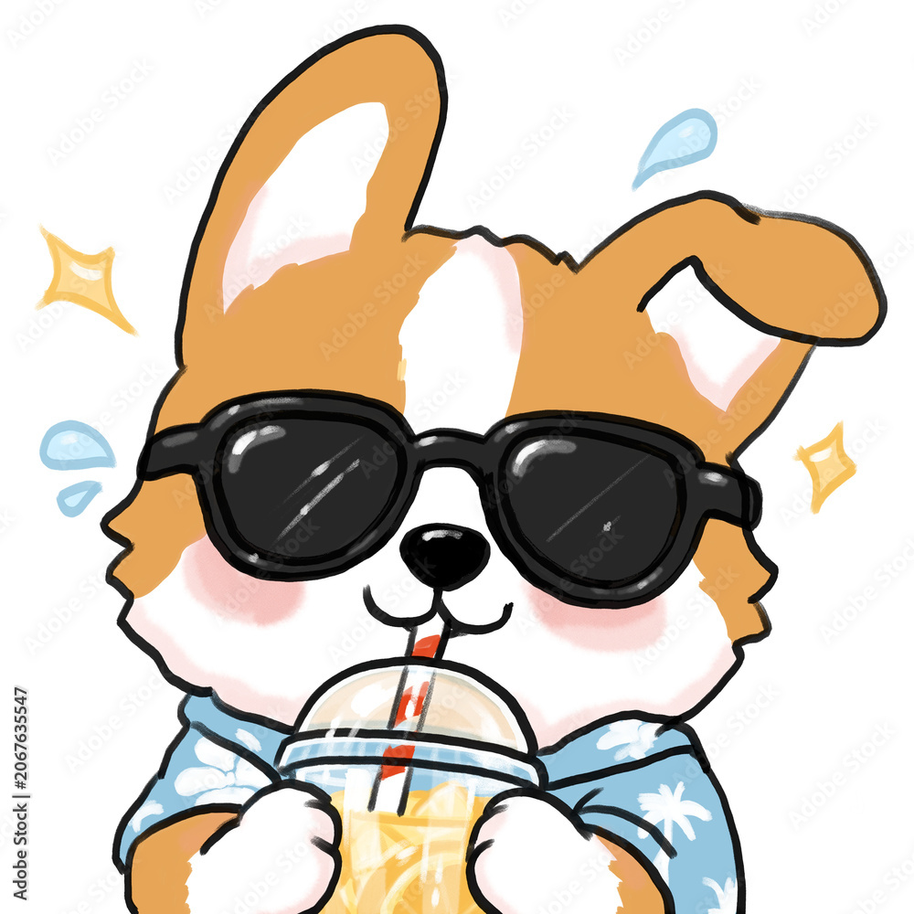 Naklejka premium dog with sunglasses