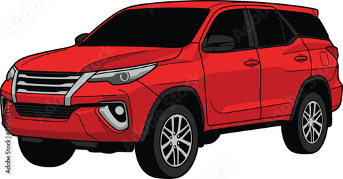 Obraz na plátně Modern red sport utility vehicle suv crossover car vector illustration isolated